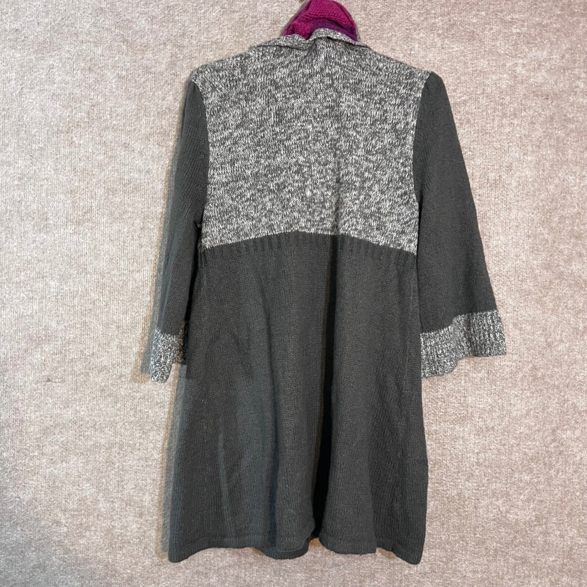 Style & Co Sweater Dress Womens XL Grey Pink Wool Blend Scarf Pockets Boho
