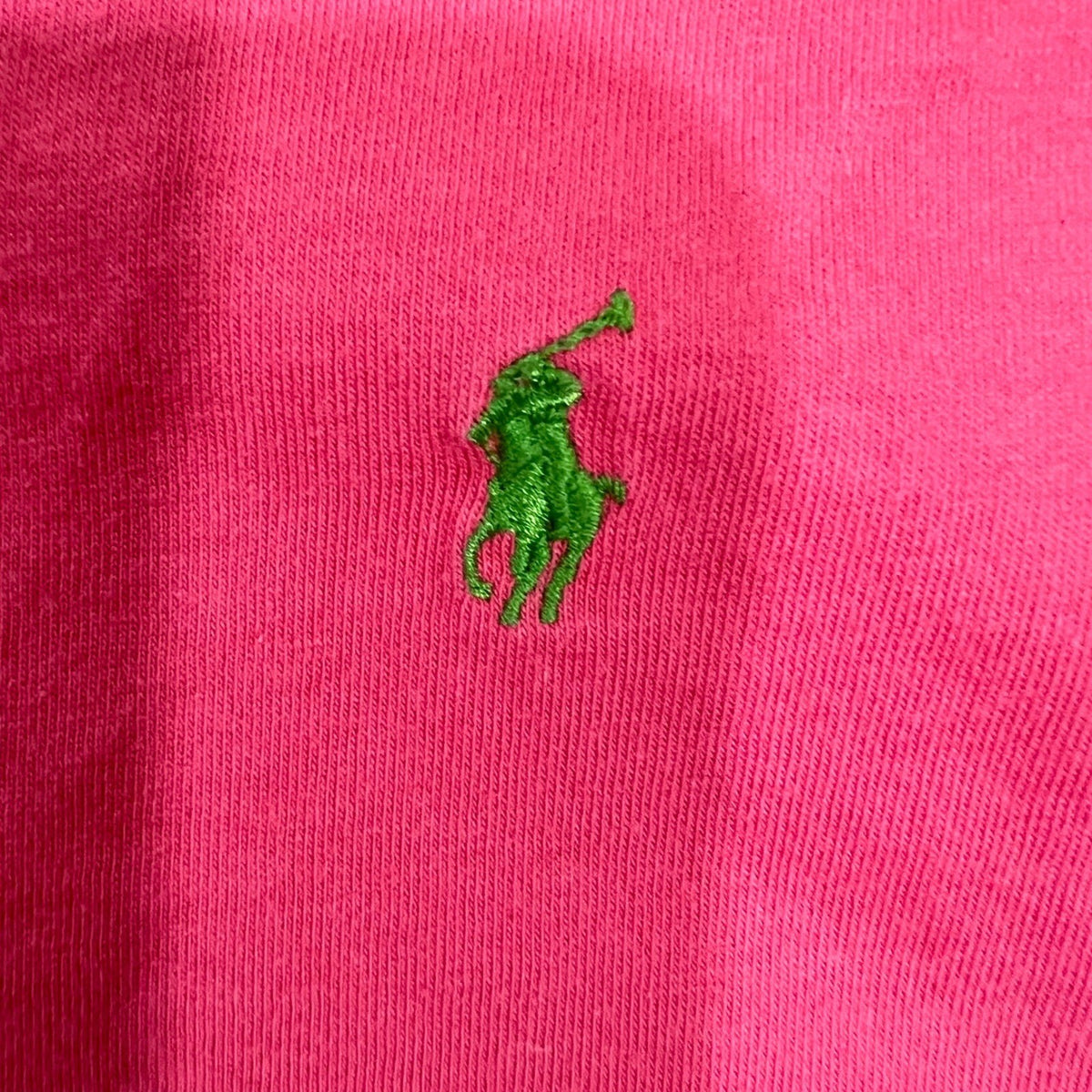 Y2K Ralph Lauren Sport T Shirt Womens L Pink Green V Neck Preppy Minimalist