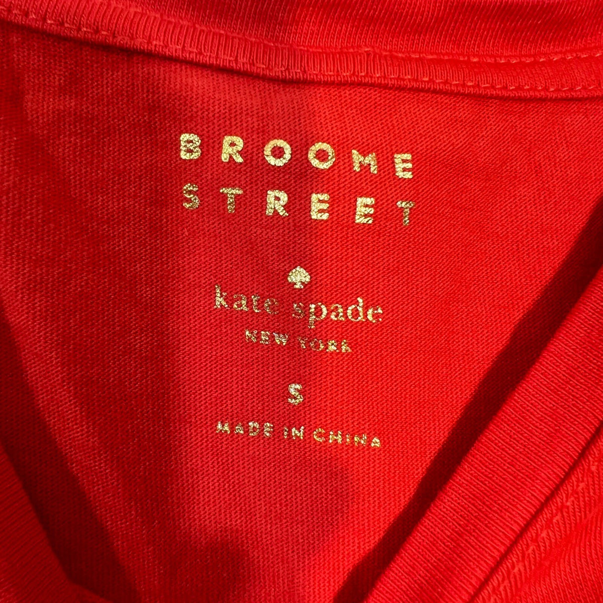 Kate Spade Broome Street Top Womens Small Red Ruffle Sleeve Pom Pom Trim Tee