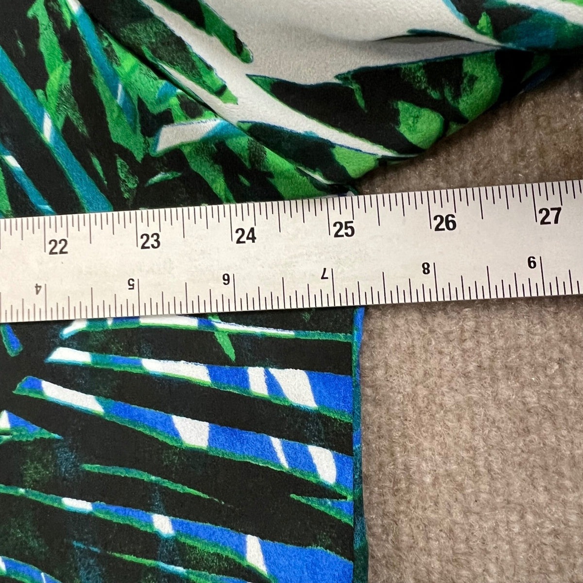 Calvin Klein 1X Palm Print Button Down Blouse Green Blue Tropical Vacation
