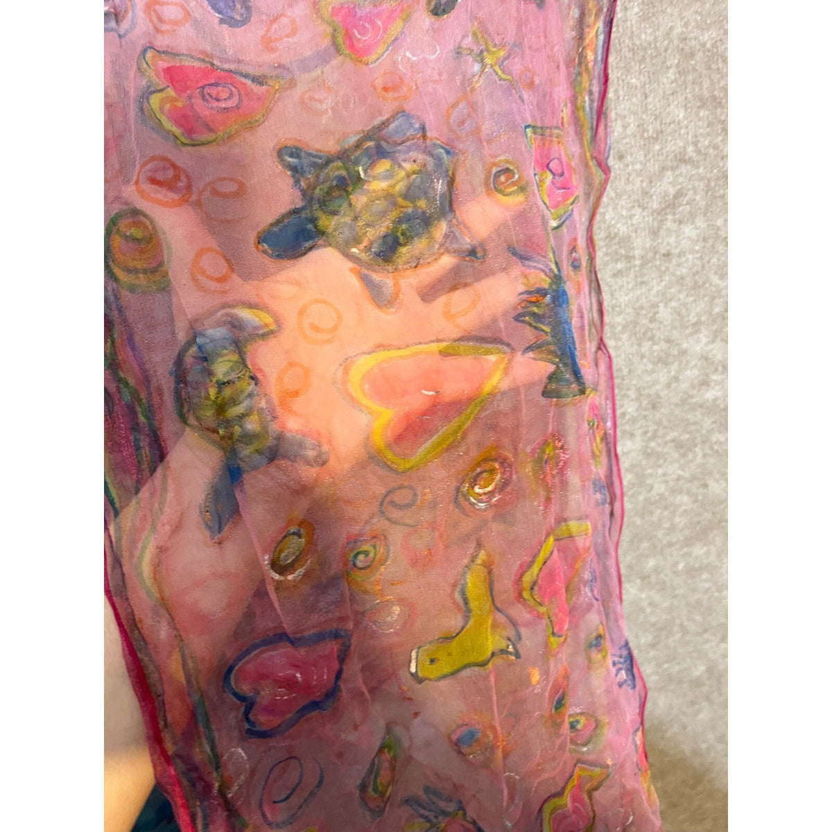 Sheer Scarf Lot of 2 Women Floral Sea Life Print Blue Pink Gold Boho Wrap