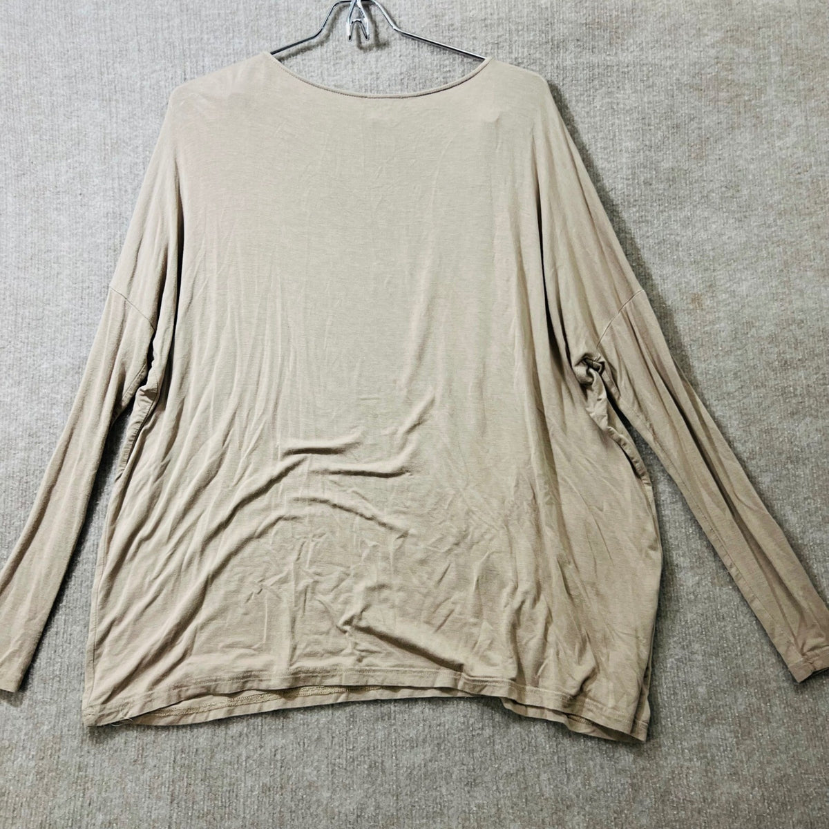 Chelsea Theodore Beige Bamboo Spandex Long Sleeve Oversized Top XS