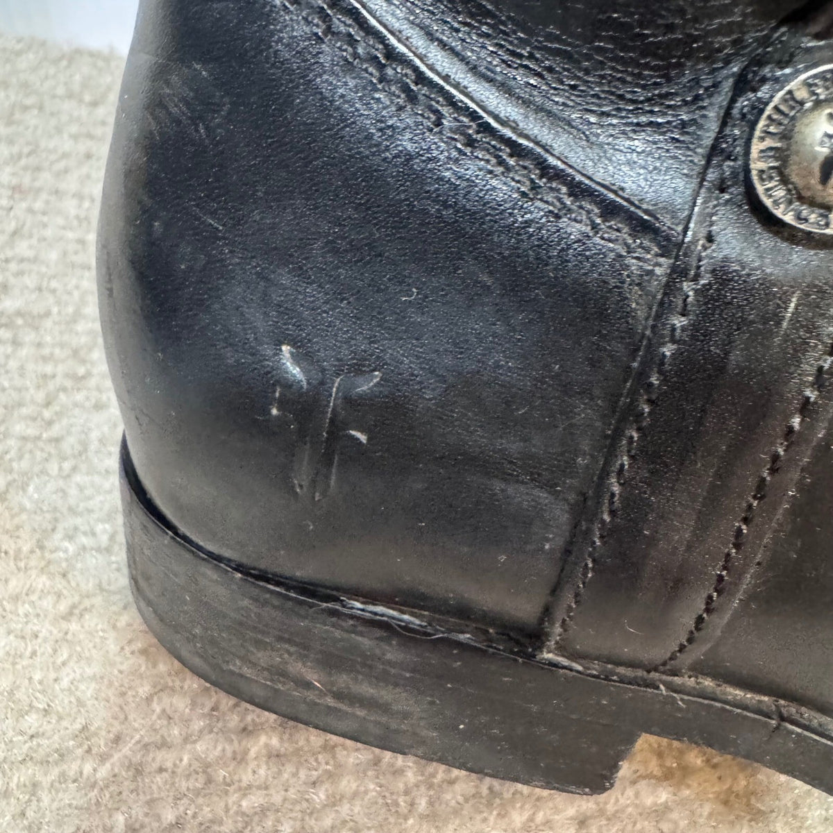 Frye Melissa Button Back Zip Boots Womens 6.5 Black Leather Knee High Equestrian