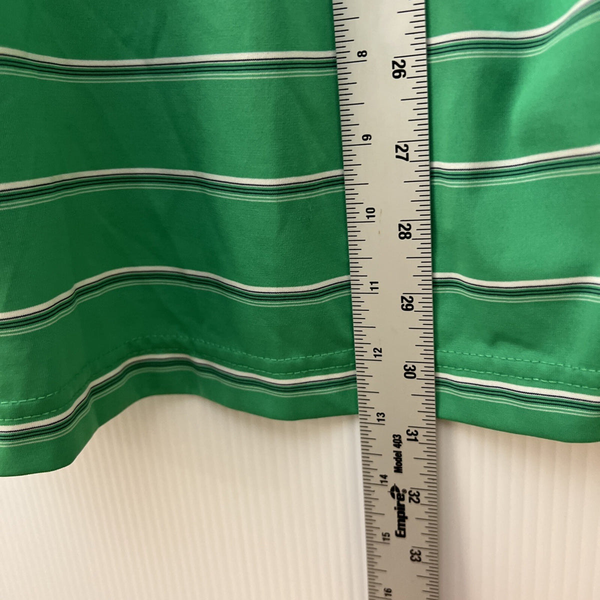 Pebble Beach Performance Golf Polo Green Stripped Print Mens XL Extra Large