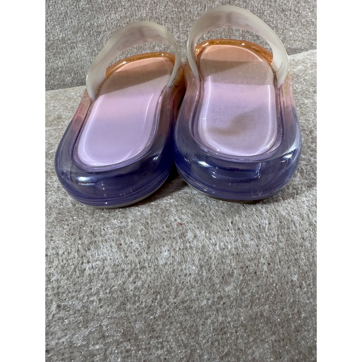 Tory Burch Bubble Jelly Slides Women 9B Ombre Pink Orange Purple Logo Sandals
