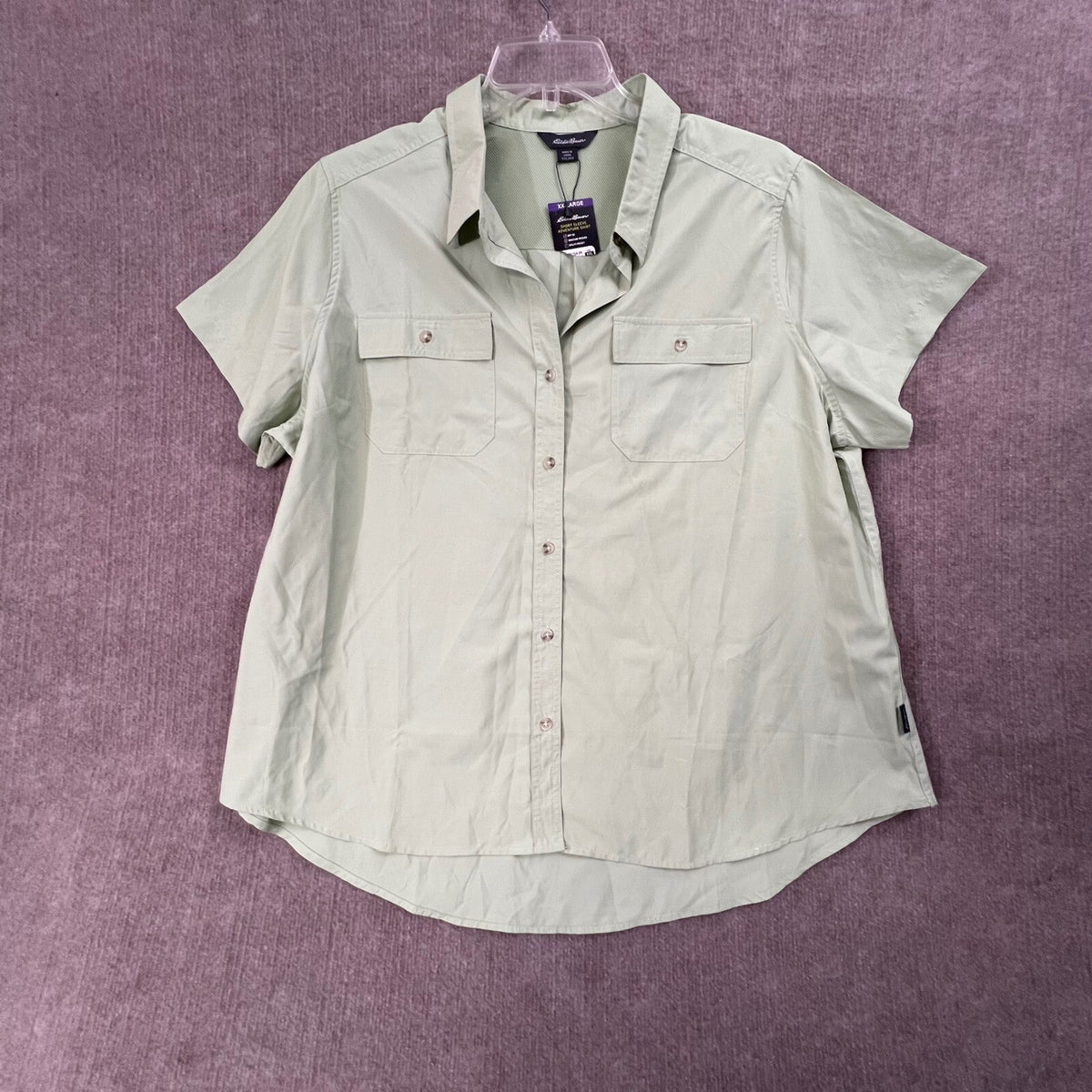 NWT Eddie Bauer XXL Short Sleeve MINT Shirt UPF 50 Moisture Wicking Utility