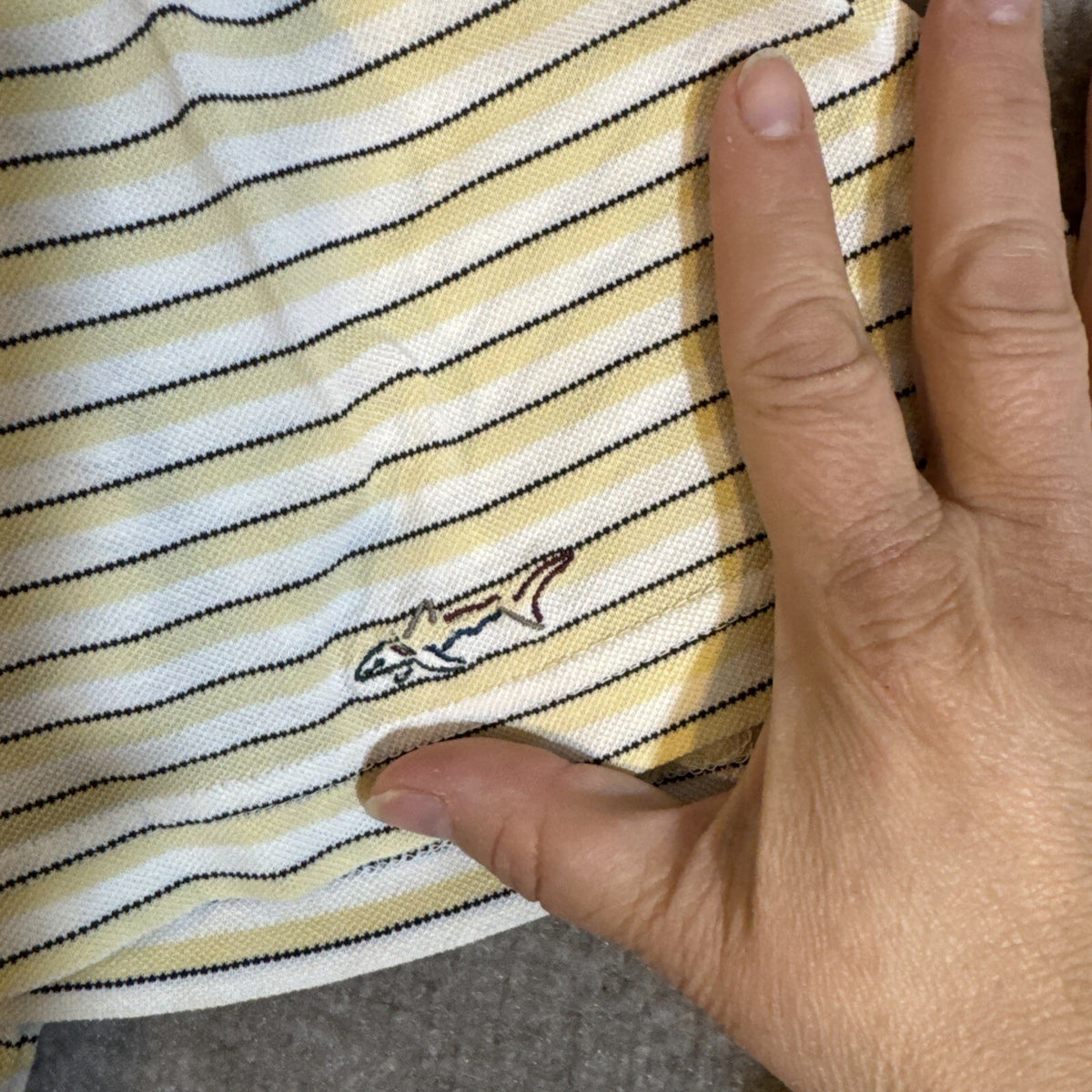 Greg Norman Polo Shirt Mens Medium Golf Striped Woodshole Golf Club