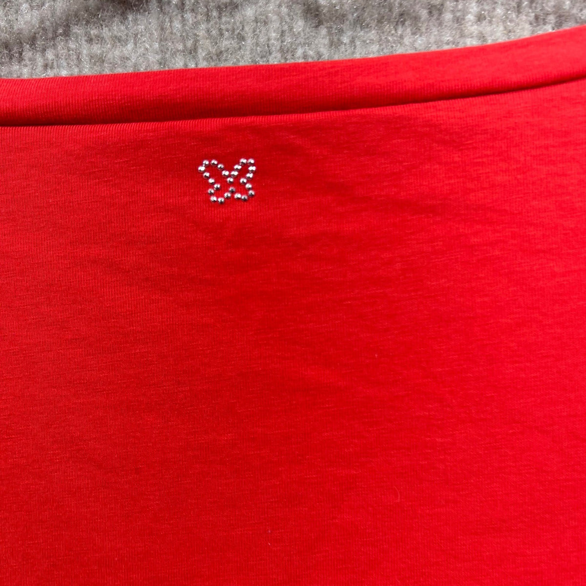 Weekend Max Mara Red Crew Neck 3/4 Sleeve Embellished Top Shirt Size S