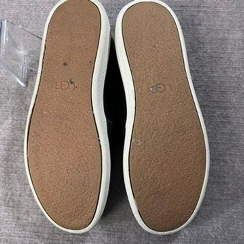 UGG Black Leather Slip On Sneakers Casual Shoes Size 8