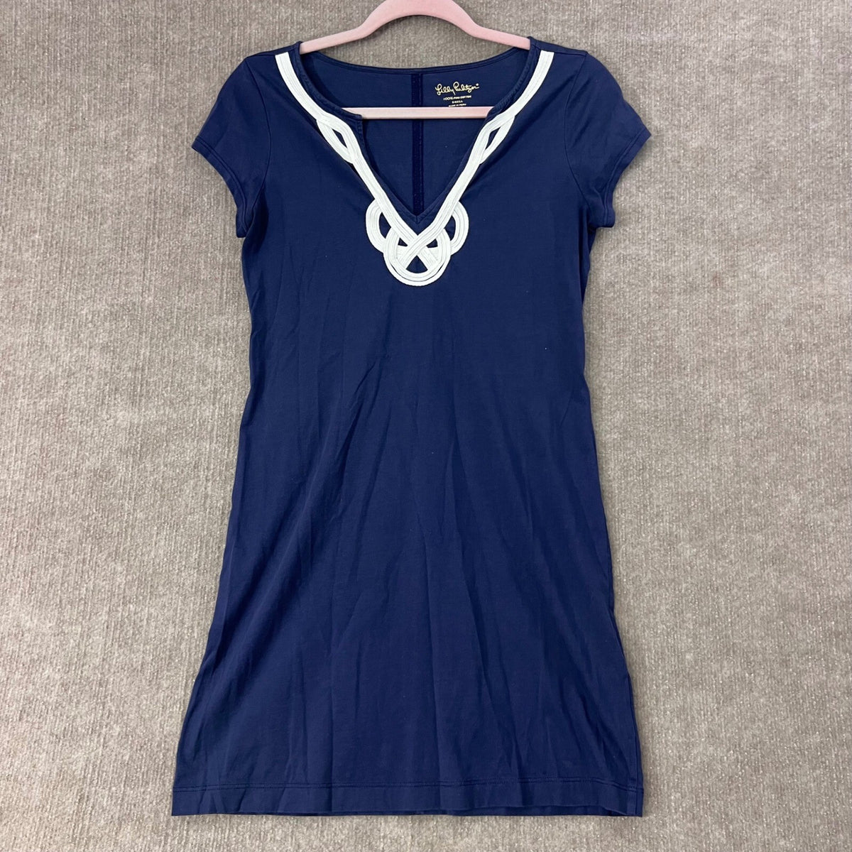 Lilly Pulitzer Navy Blue Pima Cotton Short Sleeve T-Shirt Dress Small