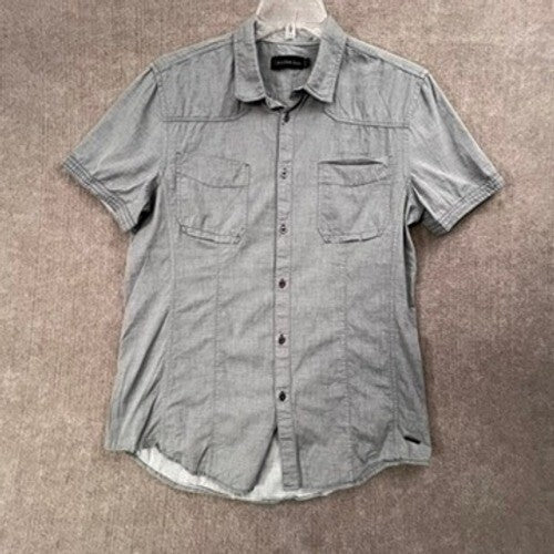 Calvin Klein Jeans Men's Gray Short Sleeve Button Up Shirt Size L Casual Modern