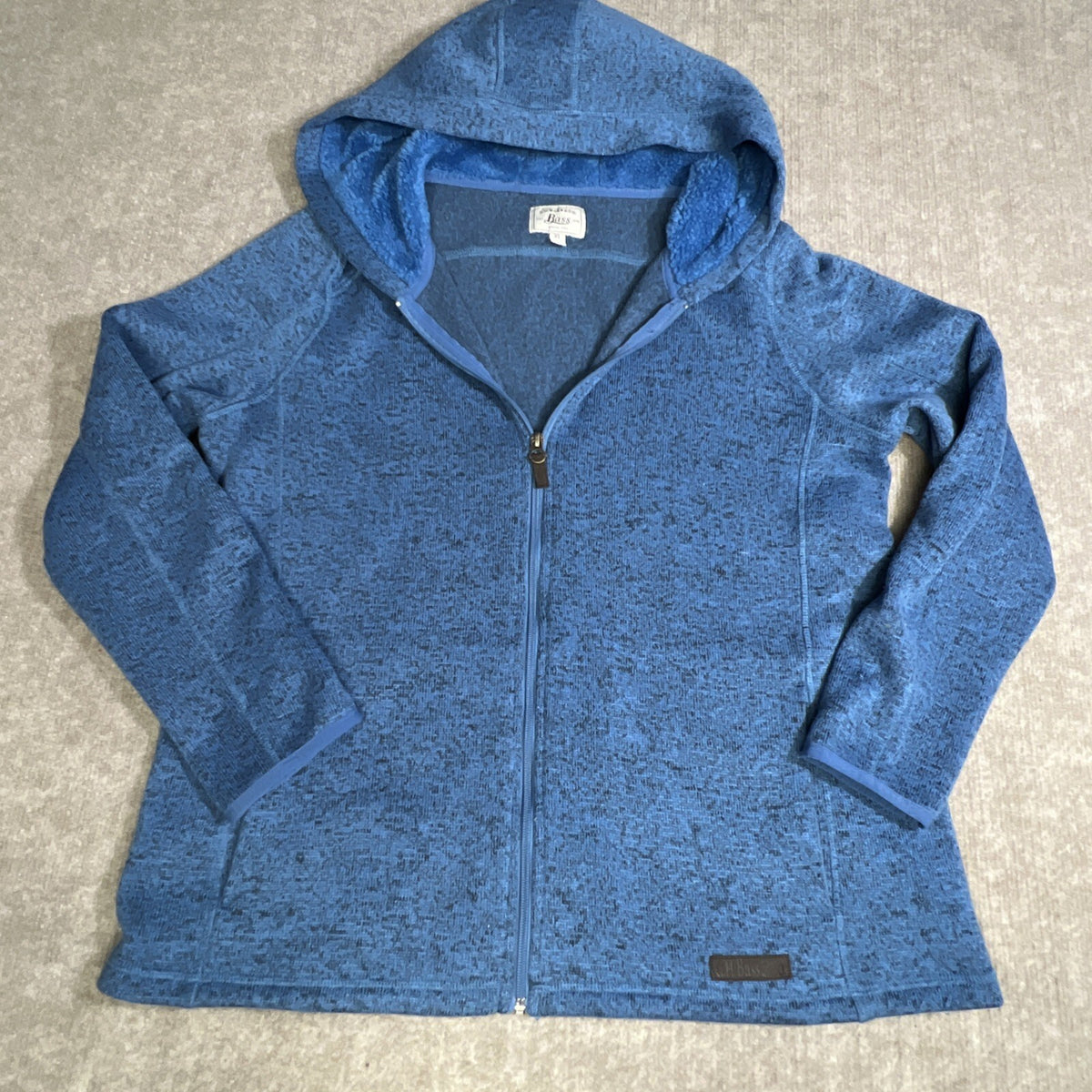 G.H. Bass Co Men Blue Full Zip Hoodie Jacket XL Fleece Lined Pockets Casual WaRM