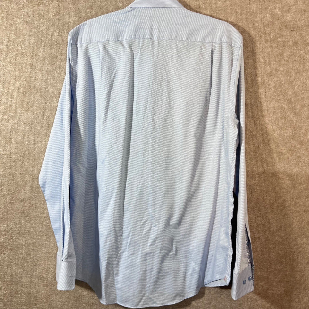 Alexandre Savile Row Button Down Shirt Mens 15.5 Blue Striped Flip Cuff Business