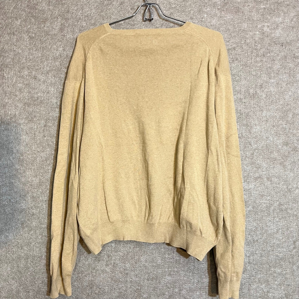 Polo Ralph Lauren V Neck Sweater Mens XL Tan Pima Cotton Pony Logo Preppy