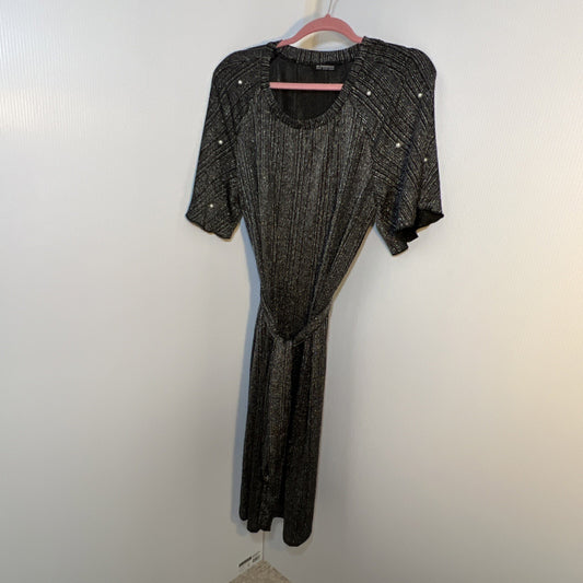 BloomChic Flutter Sleeve Midi Dress 14/16 Pearl Sleeve Silver Sparkle Midi