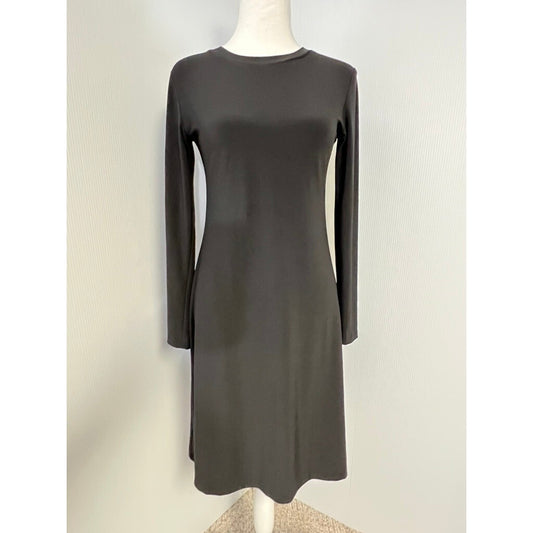 Norma Kamali XS Long Sleeve Knit Swing Dress Crew Neck Jersey Career Casual