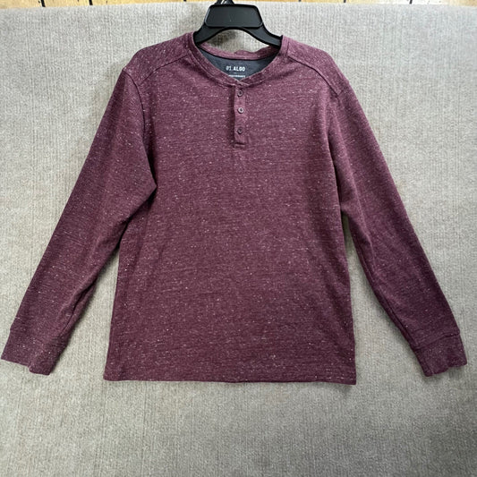 01.ALGO Performance Henley Shirt Long Sleeve Quick Dry Moisture Wicking Maroon L