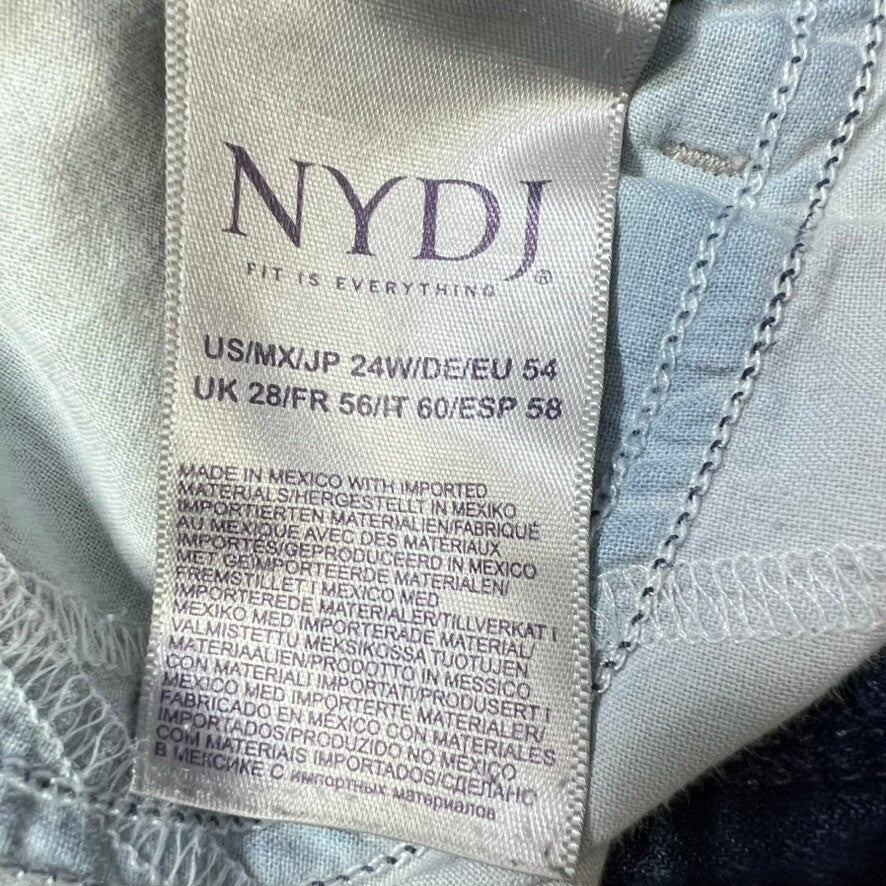 NYDJ Plus Size 24W Blue Denim Cropped Jeans Lift Tuck Technology, Raw Hem