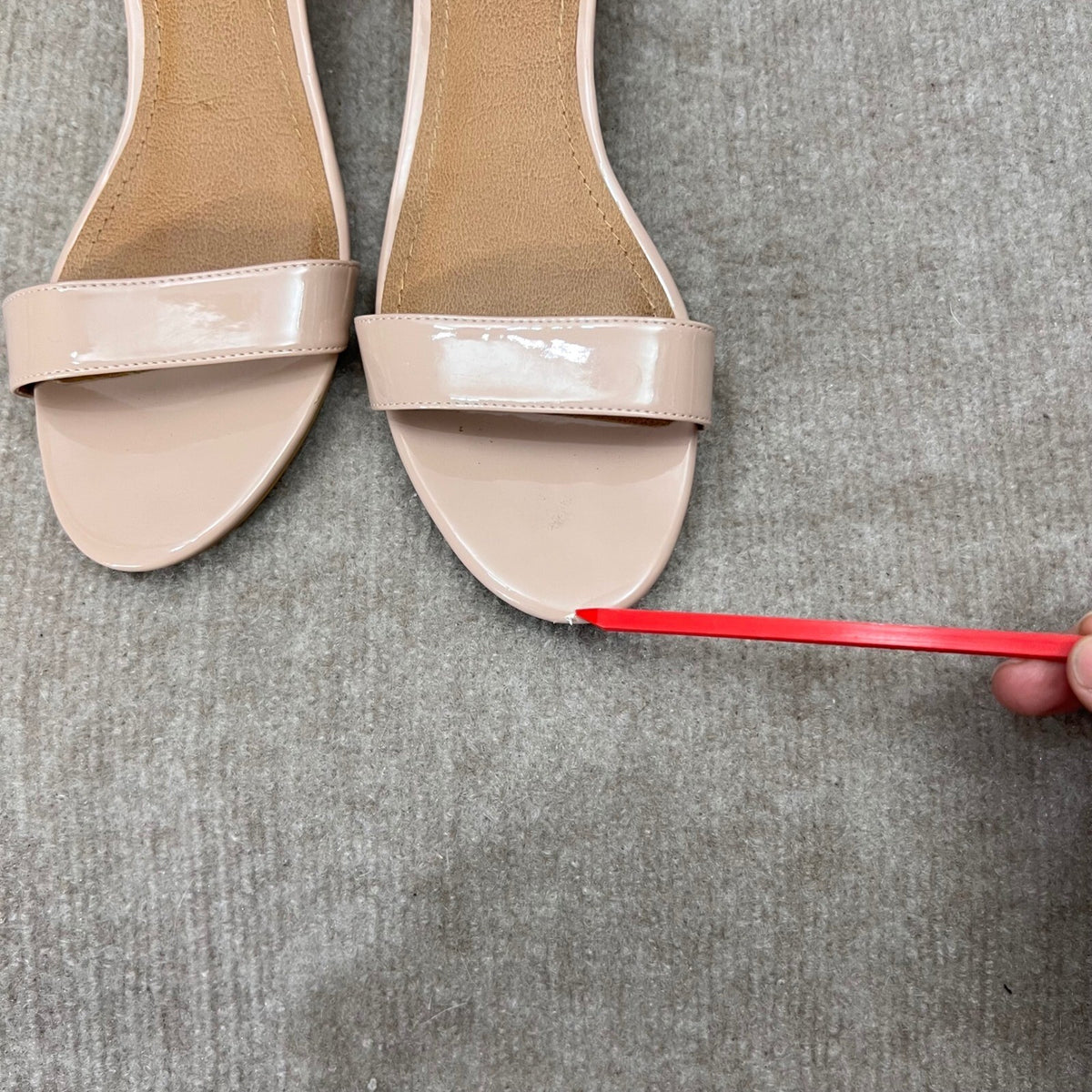 14th & Union Block Heel Sandals Womens 10M Nude Patent Ankle Strap Minimalist
