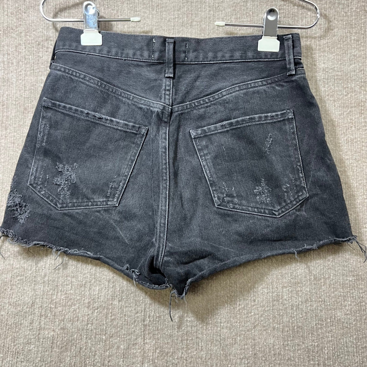 AGOLDE Distressed Grey Denim Cut Off Shorts Button Fly Size 27