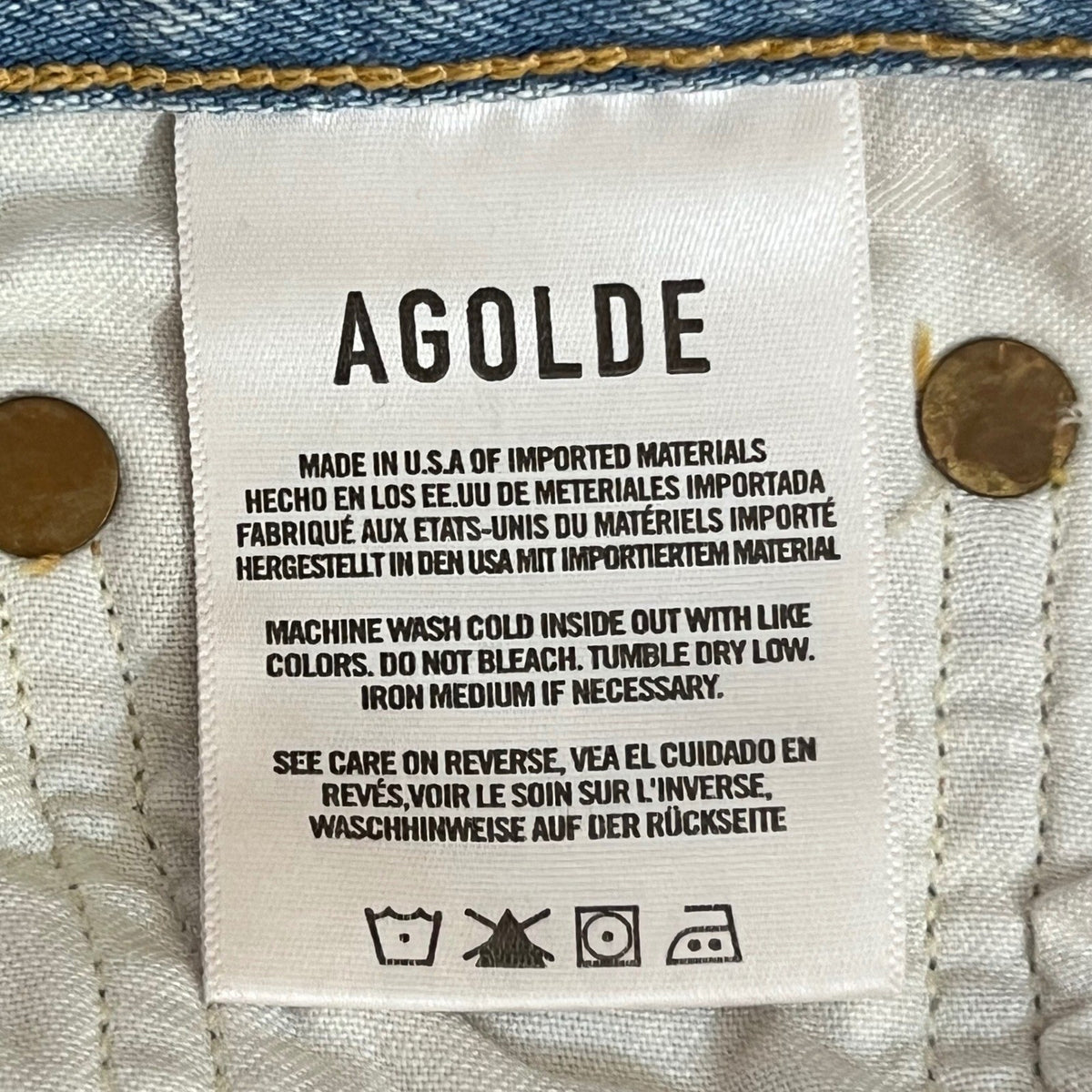 AGOLDE Riley Crop Jeans 23 Light Wash Distressed High Rise Button Fly Denim