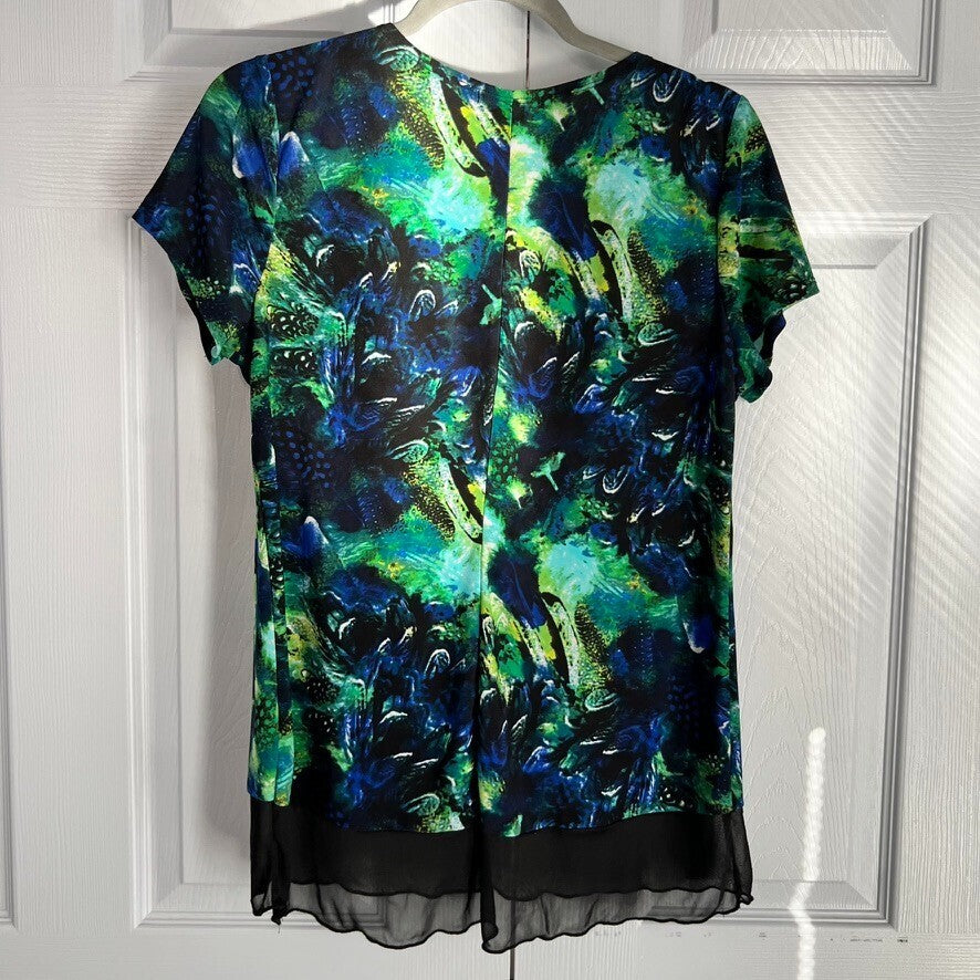 Susan Lawrence Women’s Top Medium Black Lightweight Stylish Casual abstract art
