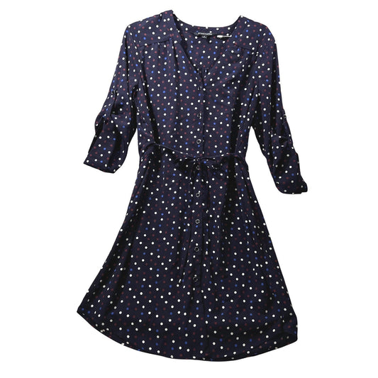 41 Hawthorn Navy Polka Dot Shirt Dress M Button Front Work Casual Career