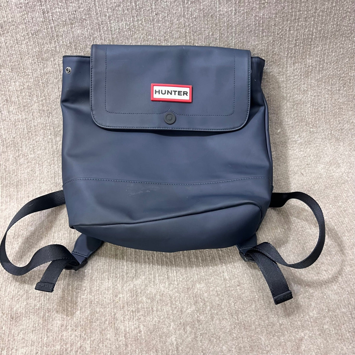 Hunter Target Rubber Backpack Navy Blue Water Resistant Unisex Adjustable Straps