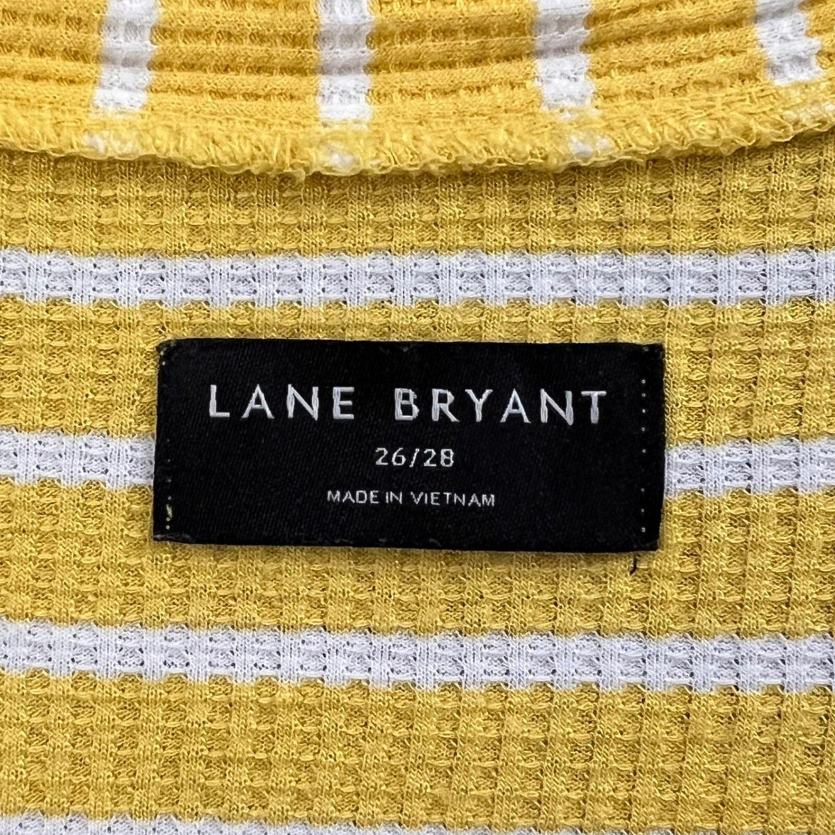 Lane Bryant Women's Plus Size 26/28 Yellow Striped Button Tie Front Top