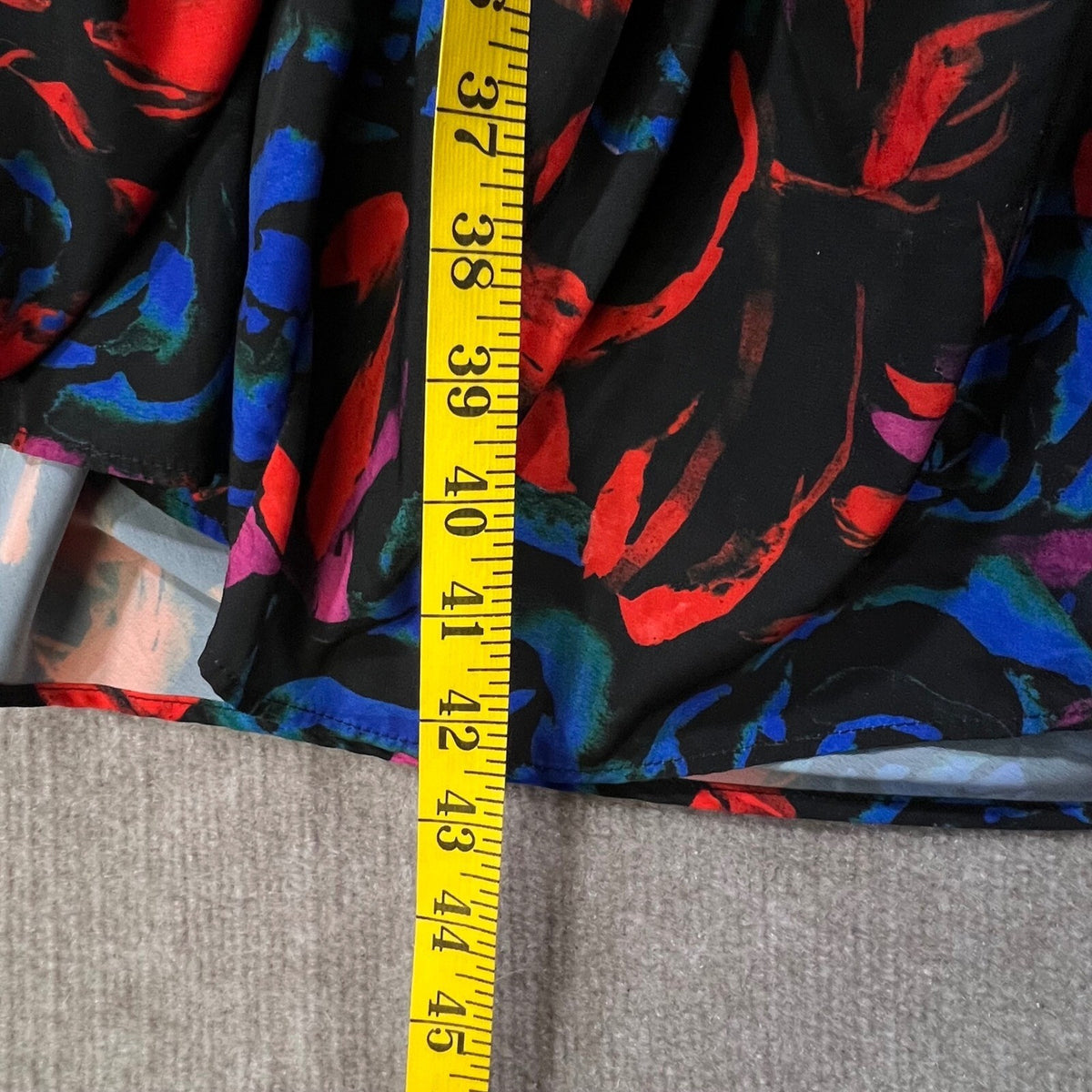 Hunter Bell New York Floral Print Black Blue Red Sleeveless Hi Low Dress Size 8