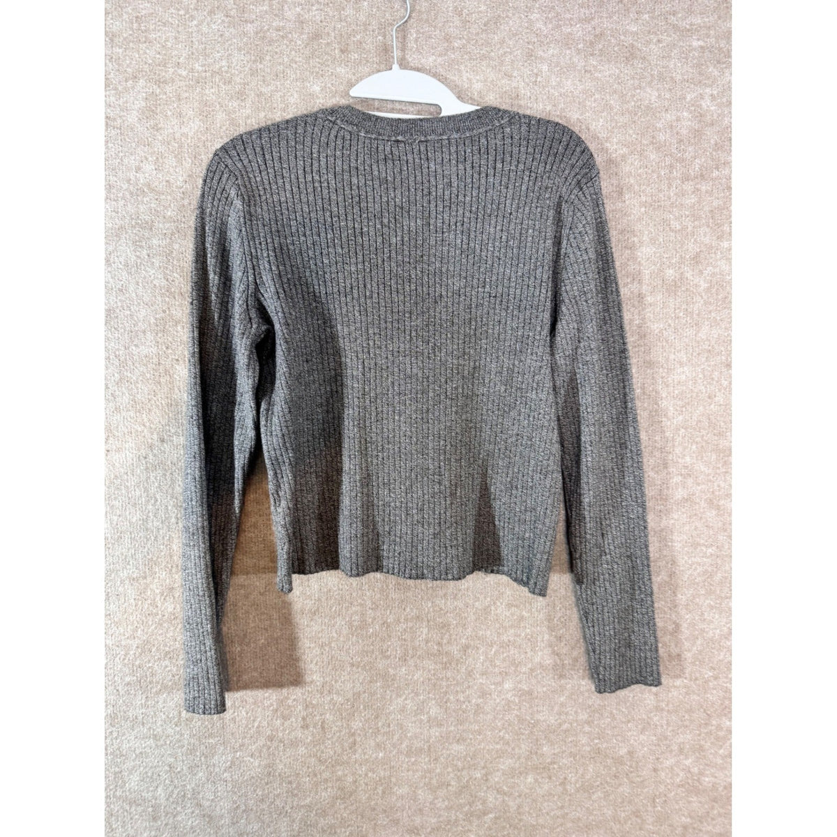 Wild Fable Ribbed V Neck Sweater Womens L Gray Long Sleeve Pullover Knit