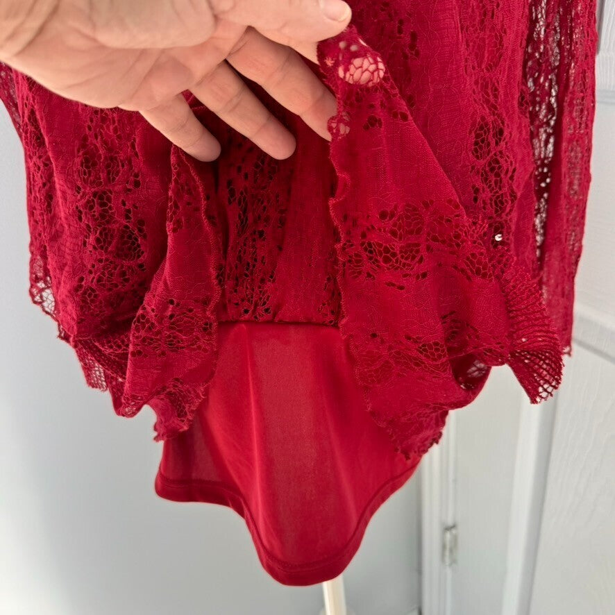 Indigo Soul Sz M Red Lace Mini Dress