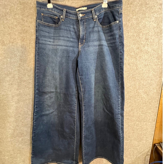 Levis Wide Leg Jeans Men 34x32 Dark Wash High Rise Skater Denim Flare Retro Boho