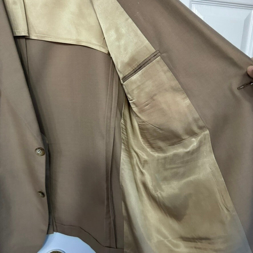 Brooks Brothers Blazer Jacket Mens 46 Reg Tan Brown Wool Blend Sport Coat