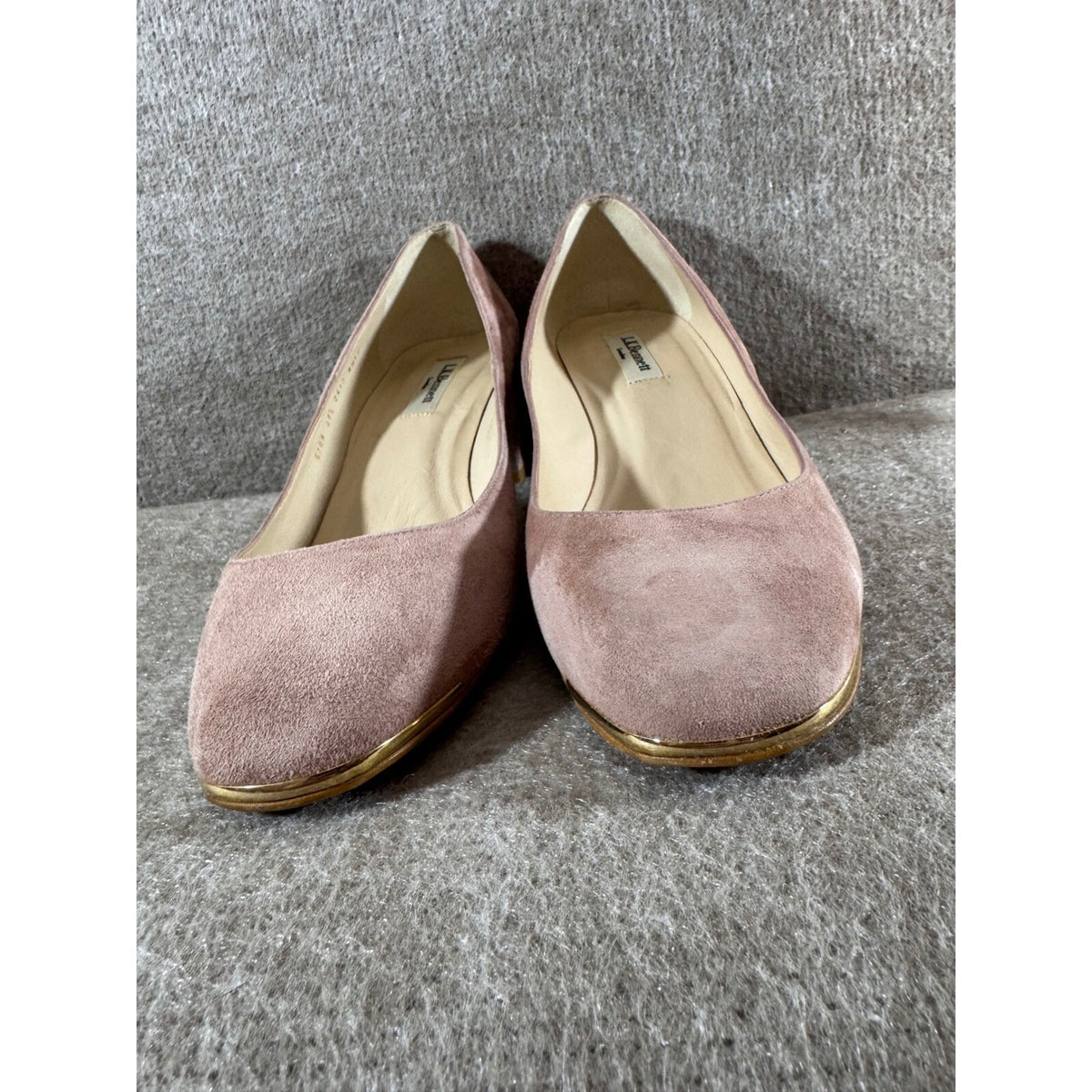 L.K. Bennett Pumps Women 38.5 Pink Suede Block Heel Gold Trim Made in Spain