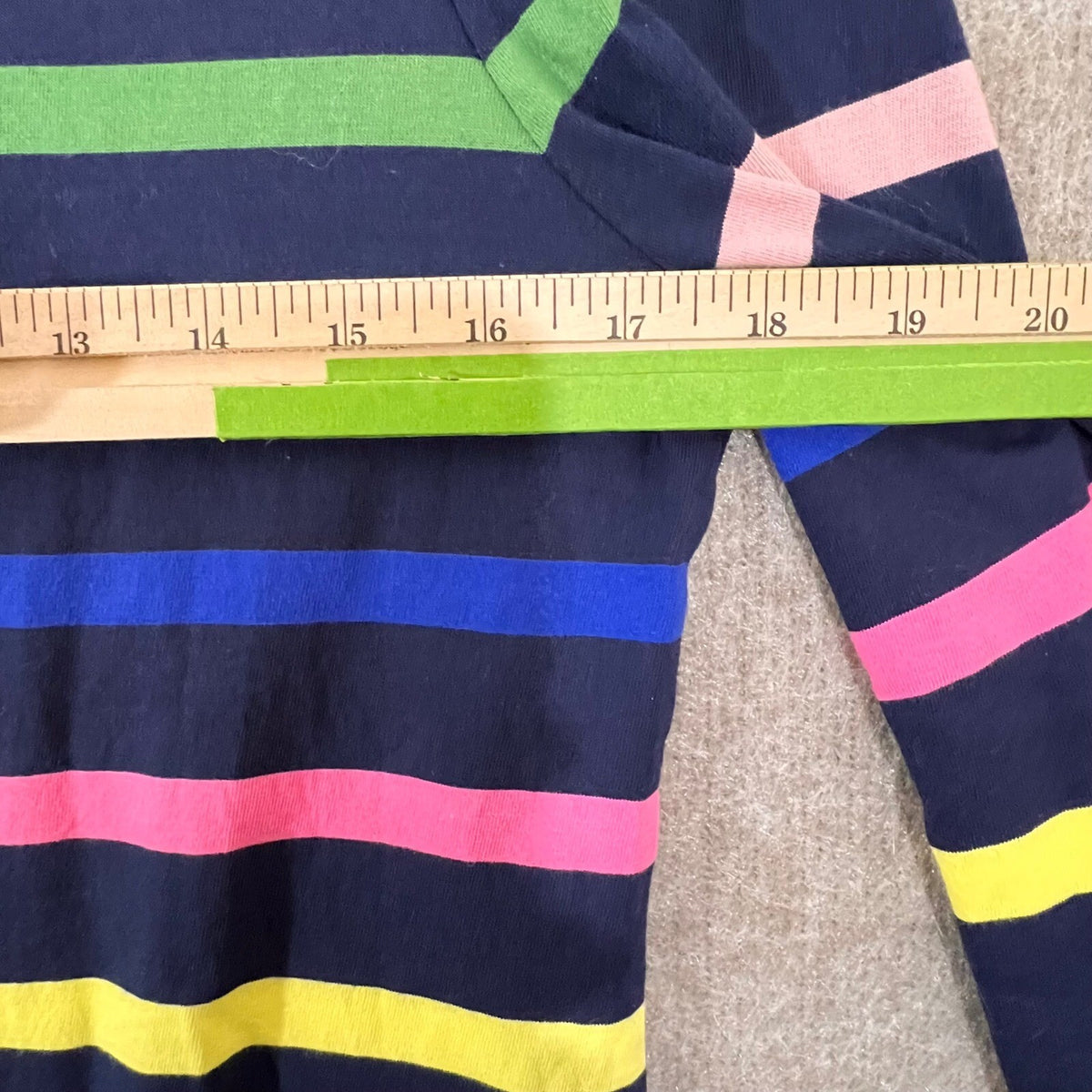 Boden Rainbow Striped Long Sleeve Shirt Womens Size 6 Navy Blue Cotton Preppy