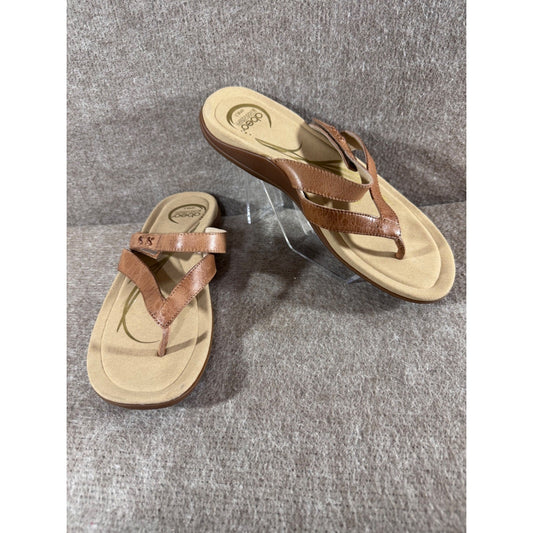ABEO B.I.O.system Benefit Sandals Womens 8.5 Tan Leather Orthotic Thong Comfort