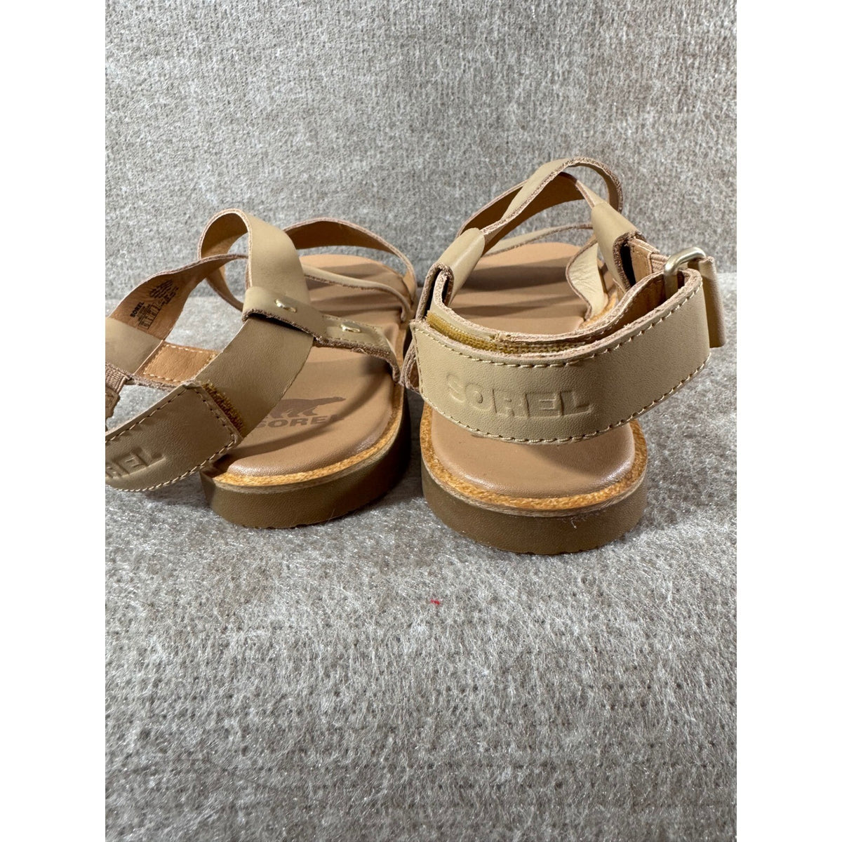 Sorel Ella II Sandals Women 10 Honest Beige Leather Strappy Ankle Strap Flat