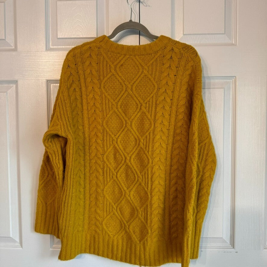 So Yummy Sweater Co XS Mustard Sustainable Recycled Fiber Sweater Chunky Knit