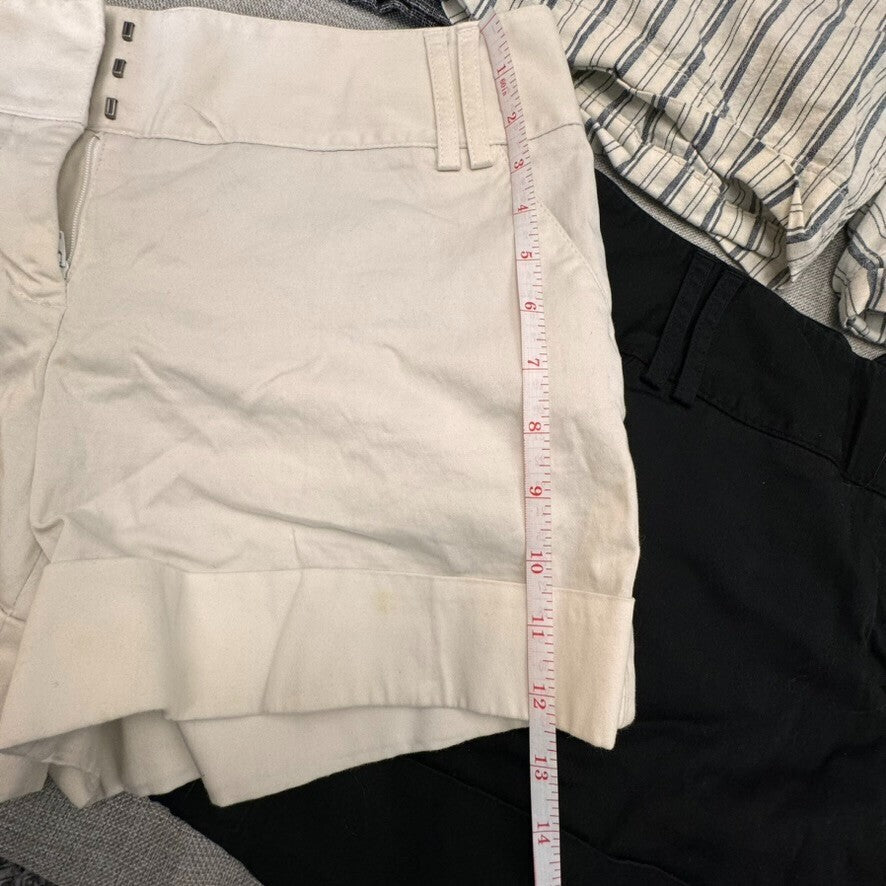 5 Pair Express 8P Women Flat Front Cuffed Cotton Shorts 4" Cuffed Short Rise y2K