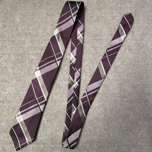 MICHAEL Michael Kors Men's Necktie Purple Pink Plaid Silk Blend Business