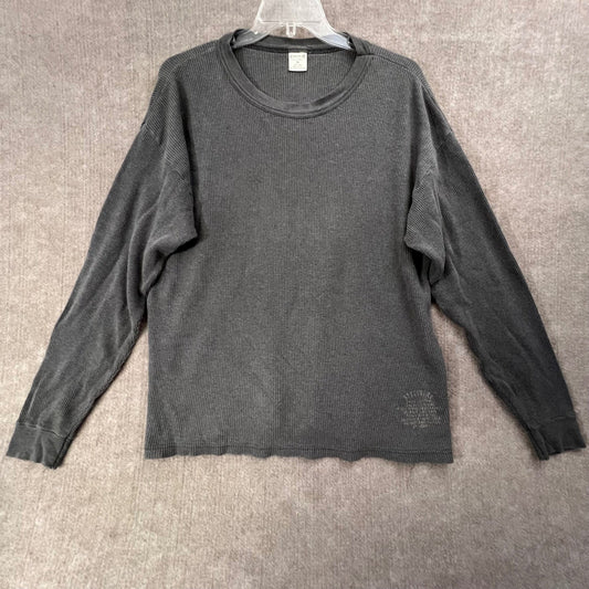 Vintage Structure Y2k USA Mens XL Gray Long Sleeve Waffle Knit Thermal Shirt