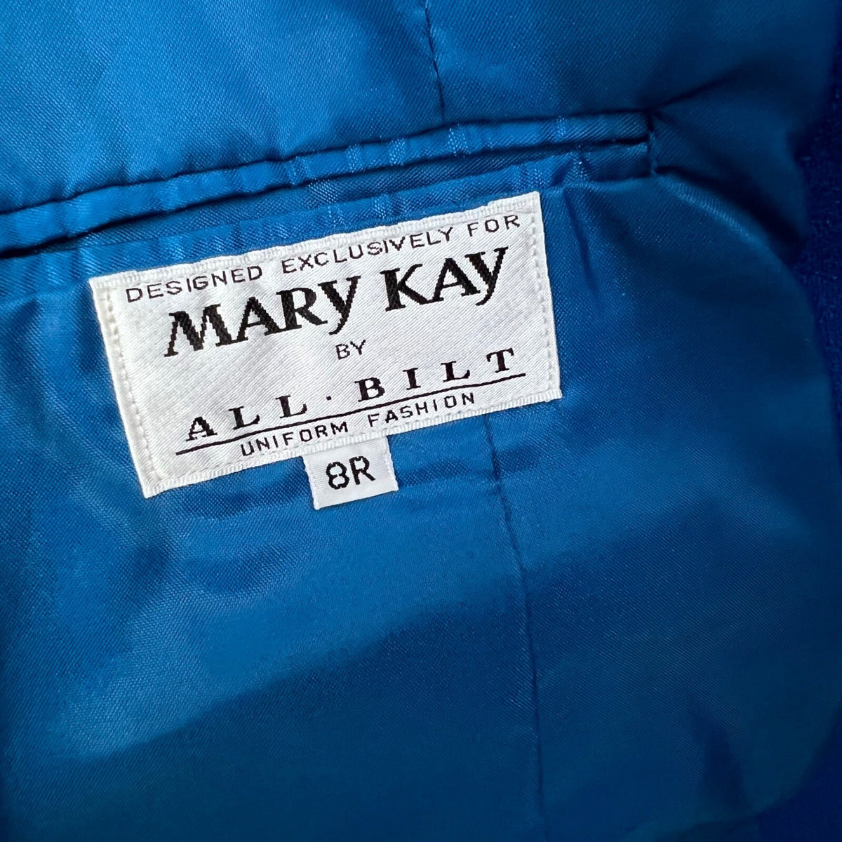 Mary Kay All-Bilt Blazer Jacket 8R Blue Black Trim Single Button Career
