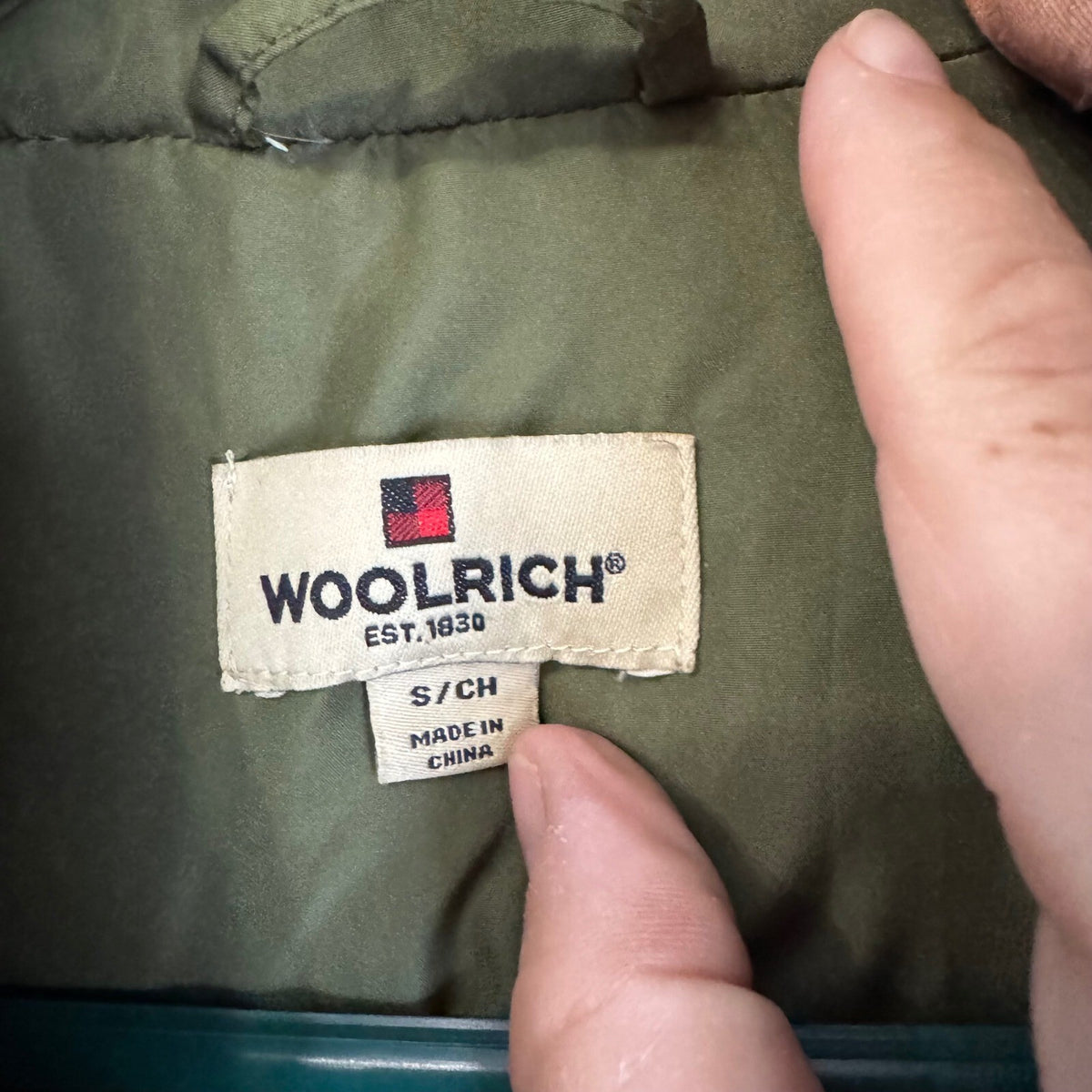 Woolrich Quilted Puffer Vest Womens Small Olive Green Down Fill Gorpcore