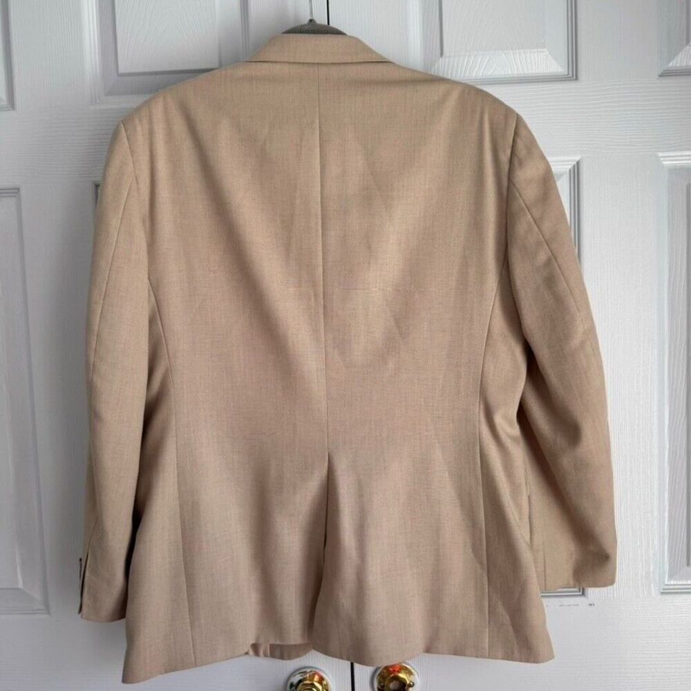 Haggar 42 R Tan Suit 2-button single vent 3 button cuff Blazer Jacket