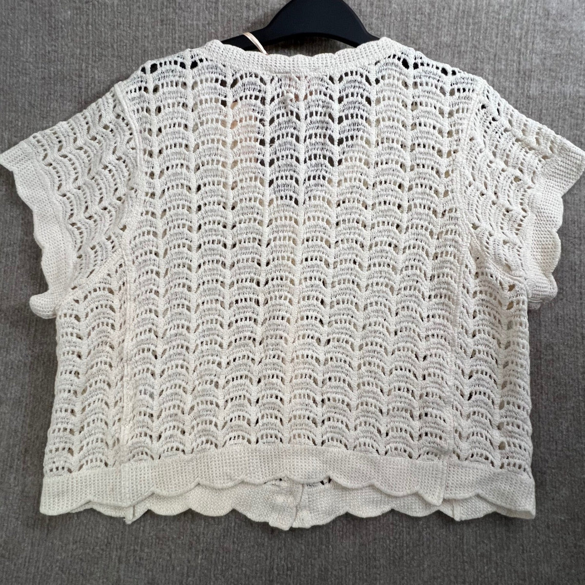 GLG Good Luck Gem Crochet Knit Button Front Cardigan Short Sleeve XL