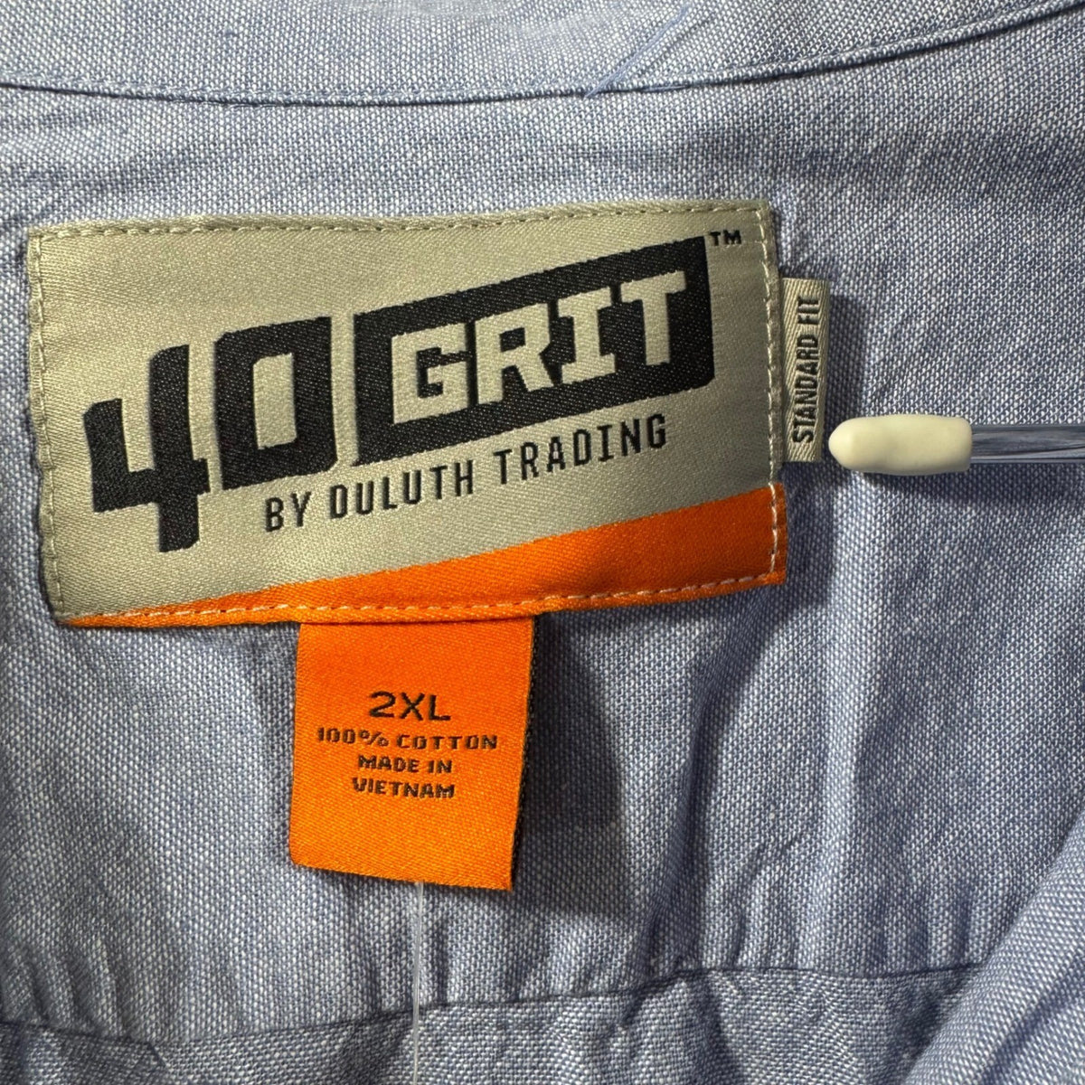 40 Grit by Duluth Trading Co Standard Fit Long Sleeve Button Up Shirt Blue 2XL