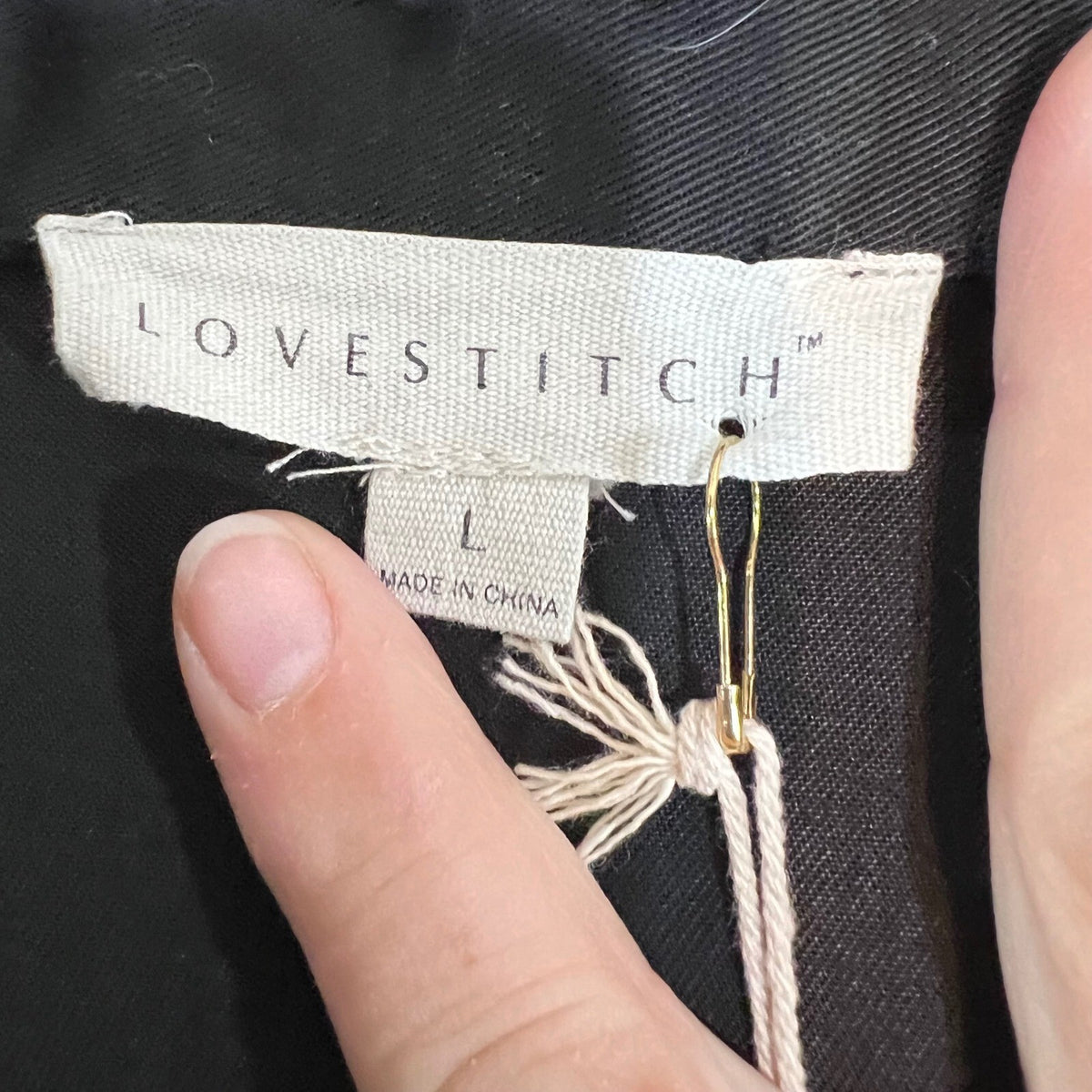 LOVESTITCH Button Down Tunic Shirt Womens Large Black Tencel Utility Gorpcore