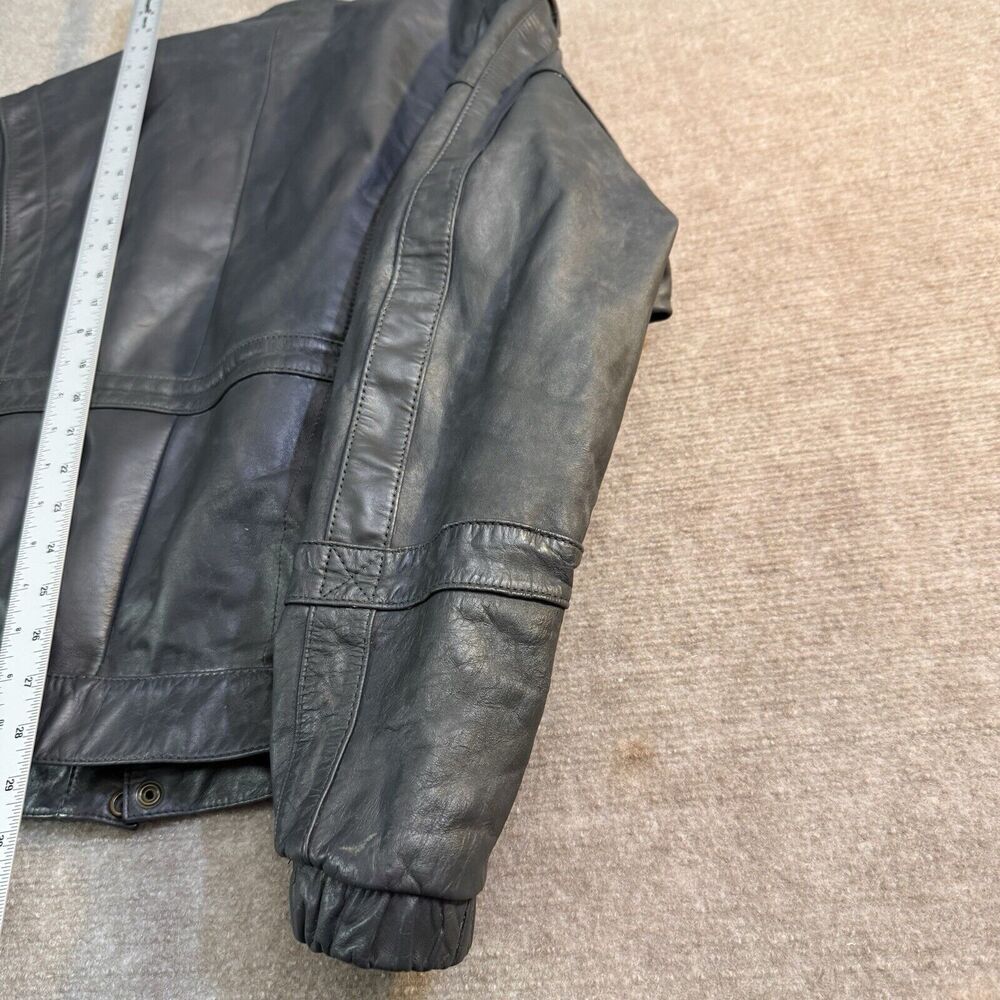 Vintage 90s Wilson Suede Leather Mens S 38 Gray Leather Jacket Removable Lining