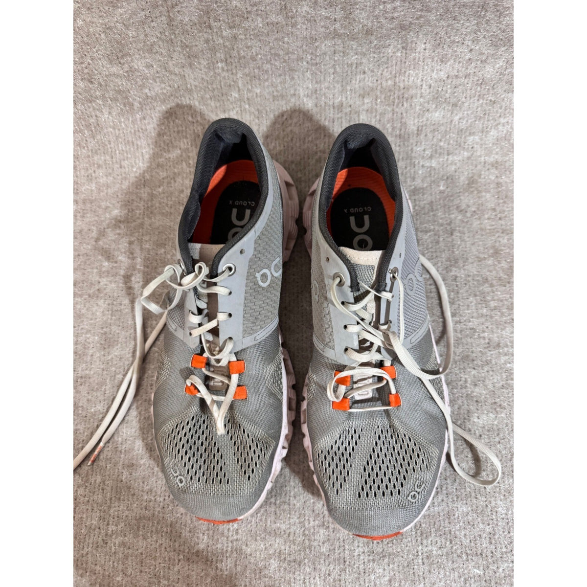 On Cloud X Running Shoes Womens 8.5 Gray Pink Lightweight Training Sneakers